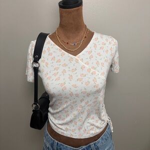 coquette Pink Floral Short Sleeve Top